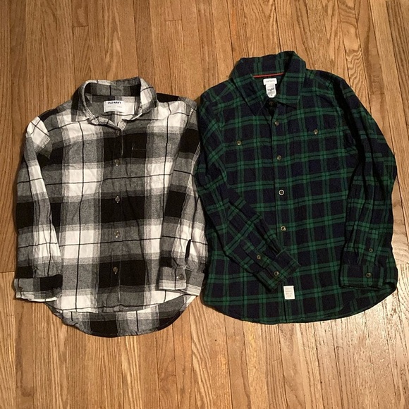 Old Navy and  Carter’s Black and Green Button Down Shirts Classic Plaid - Picture 1 of 11